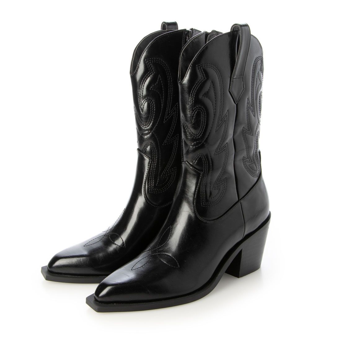 [EVOL] Western stack heel mid boots BU23784