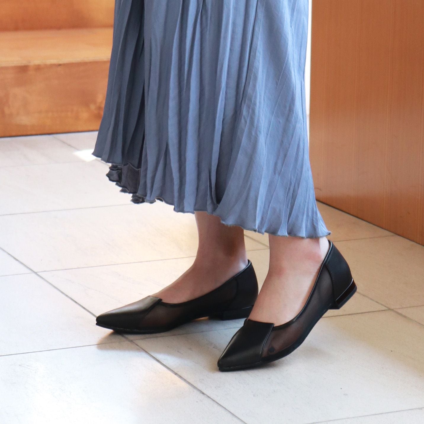 パラディクルール PARADIS COULEUR ポインテッドトウチュールコンビパンプス