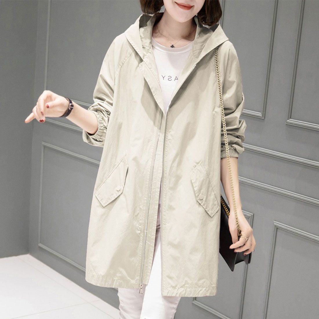 アミュレット Amulet マウンテンパーカー レディース アウター 春 秋 秋服 冬服 無地 フード 10代 20代 30代 体型カバー カジュアル ポケット 長袖