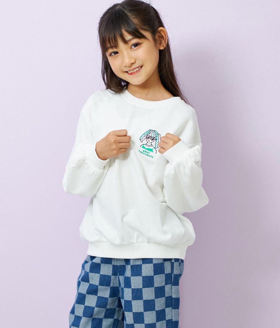 ANAP KIDS ワンポイント刺繍ミニ裏毛トレーナー