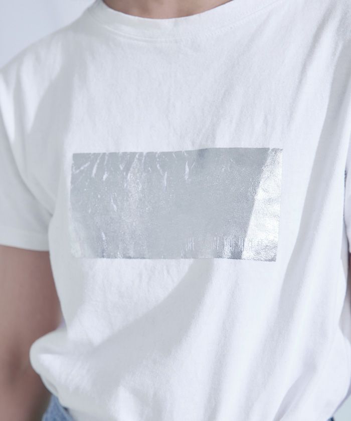 ミエット miette シルバー箔プリントTシャツ