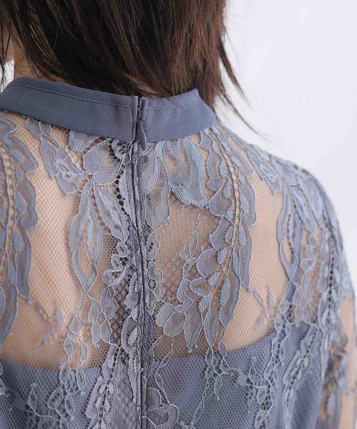 プールヴー PourVous 袖あり&ミモレ丈パーティードレスチャイナ風お呼ばれ結婚式フォーマル ワンピース 20代 30代 40代