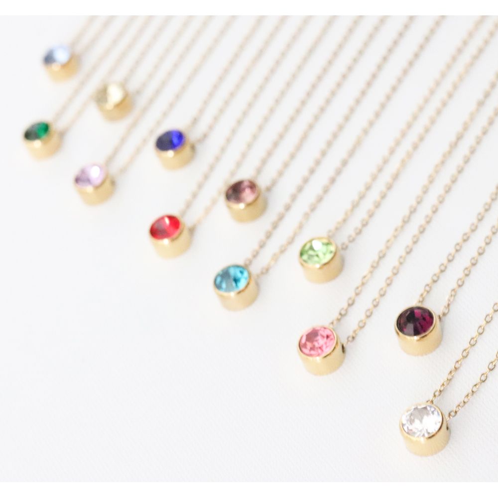 Florge Florge金屬過敏誕生石頂部不銹鋼短項鍊June Alexandrite