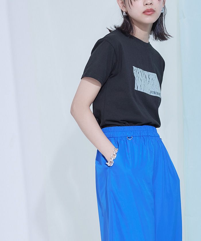 ミエット miette シルバー箔プリントTシャツ