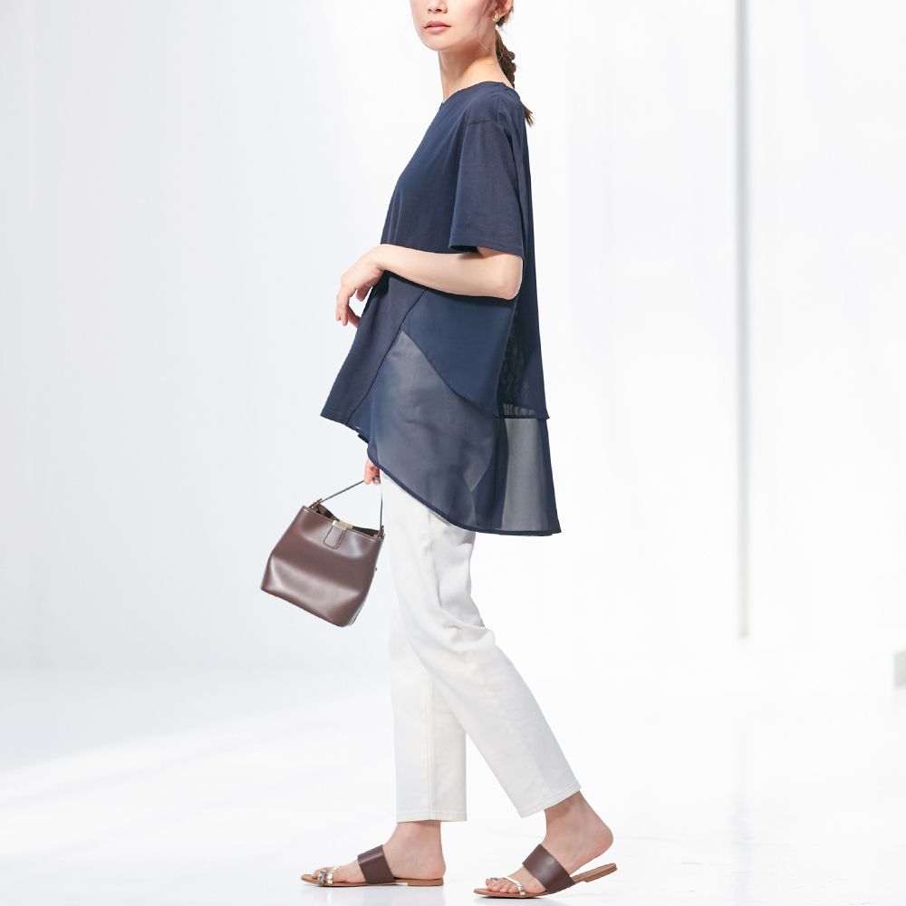 【接触冷感】バックシフォン切替チュニック