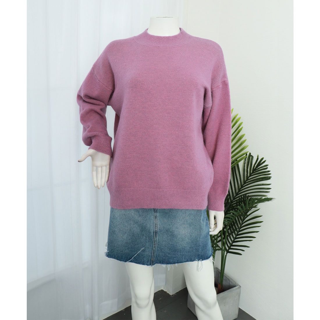 ニットセーター カラーニット 長袖 秋冬