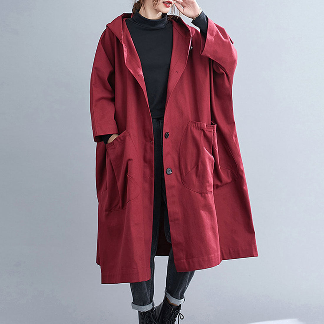 アミュレット Amulet ビッグシルエットトレンチコート レディース ロング丈 フード付き カジュアル ゆったり （ベージュ） ベージュ
