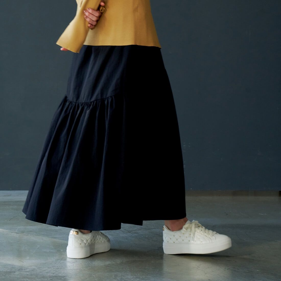 【23AW】Hamal/ハマル キルティング厚底スニーカー