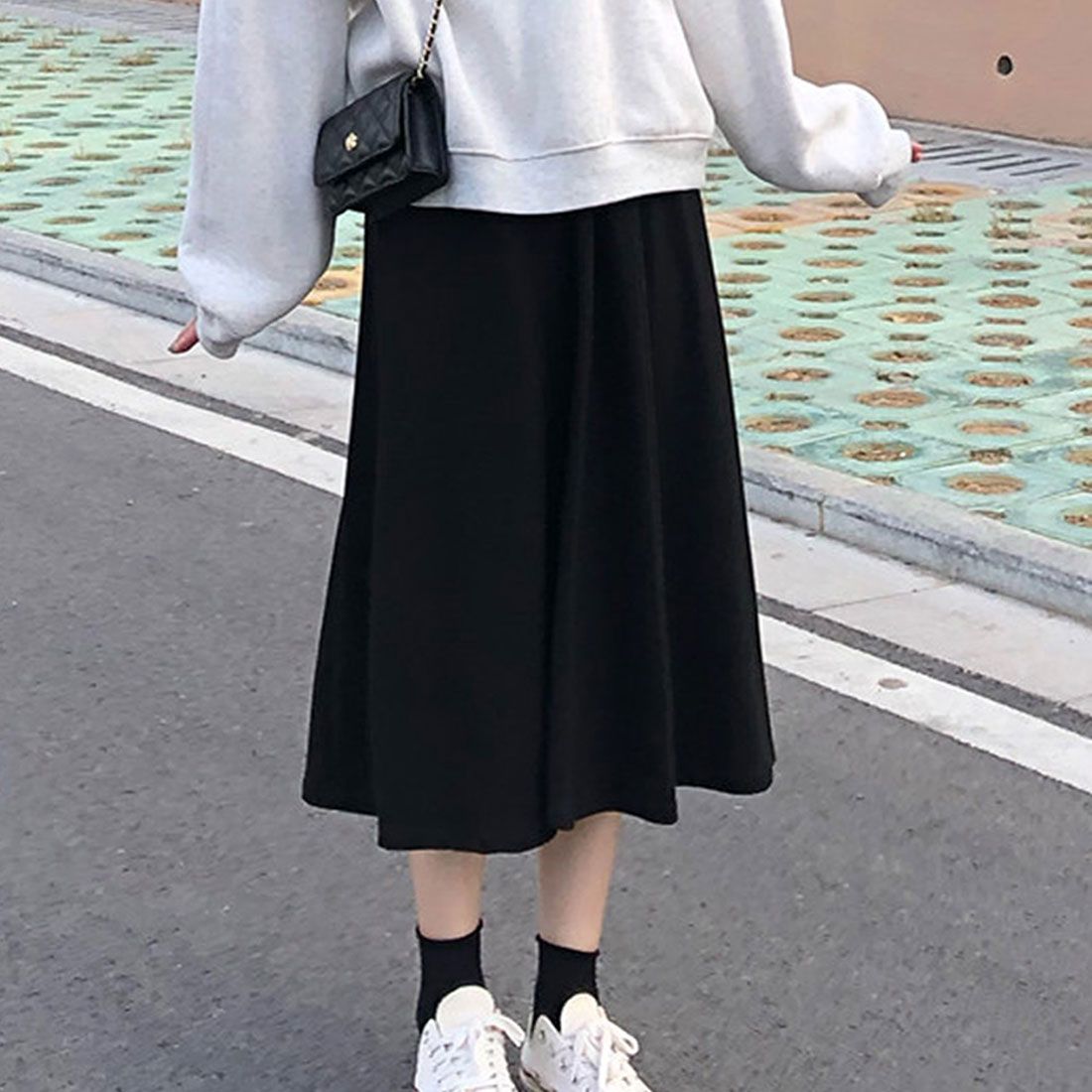 アミュレット Amulet シンプルAラインスカート レディース ボトムス 春 夏服 韓国ファッション 10代 20代 30代 オフィスカジュアル ロングスカート ミモレ丈スカート 大きい