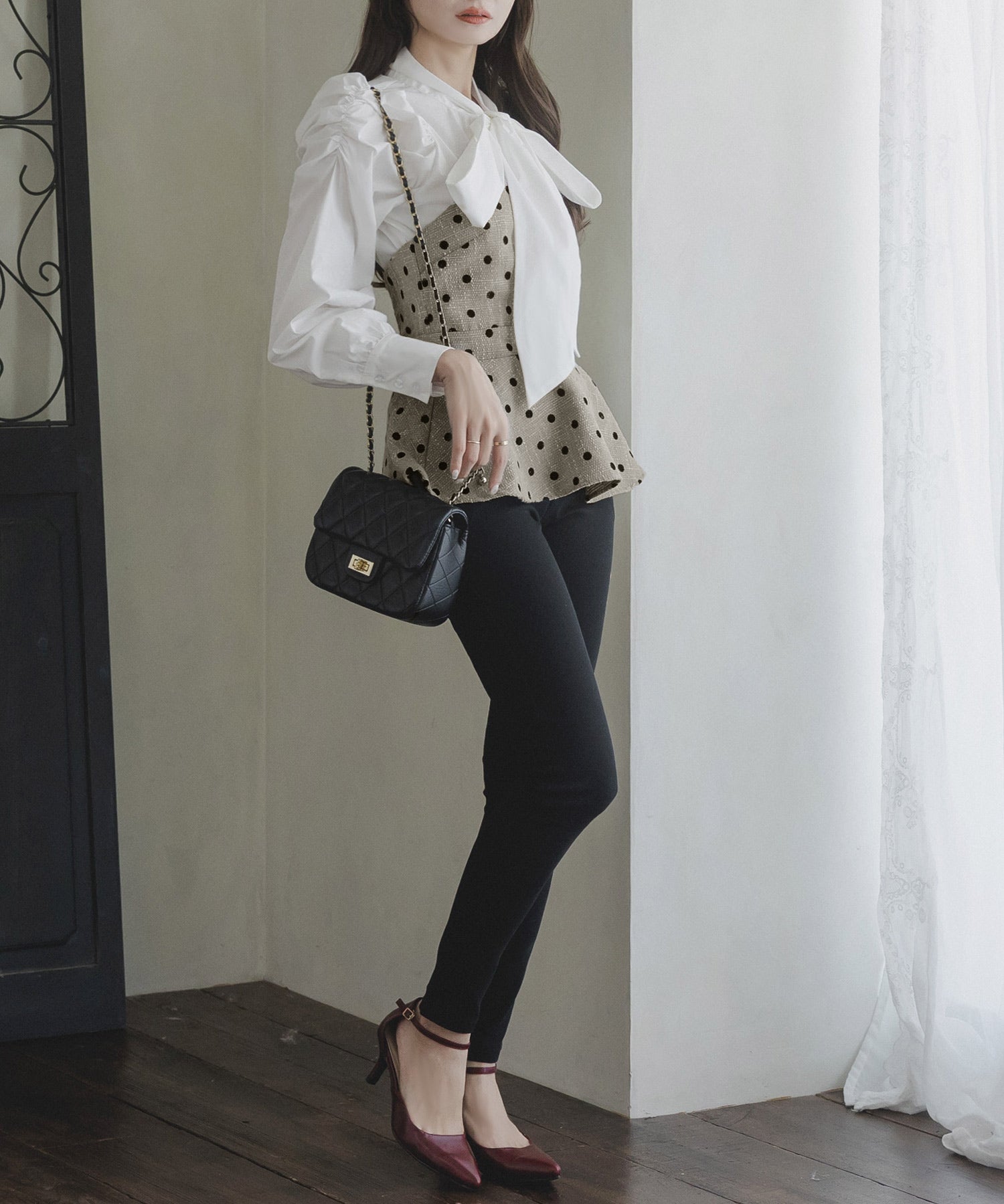 ジュリアブティック JULIA BOUTIQUE ボウタイパワショルブラウス/23530 （White） ホワイト