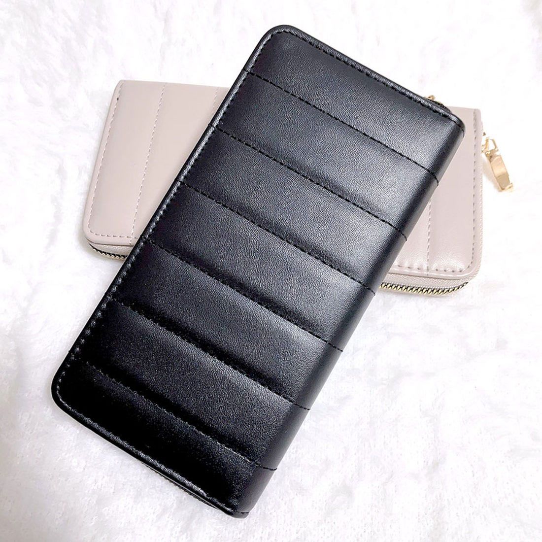 ショッピングゴー shoppinggo レディース メンズ 使いやすい長財布 ラウンドファスナー ウォレット 大容量長財布 型押し サイフ 小銭入れあり 男女兼用
