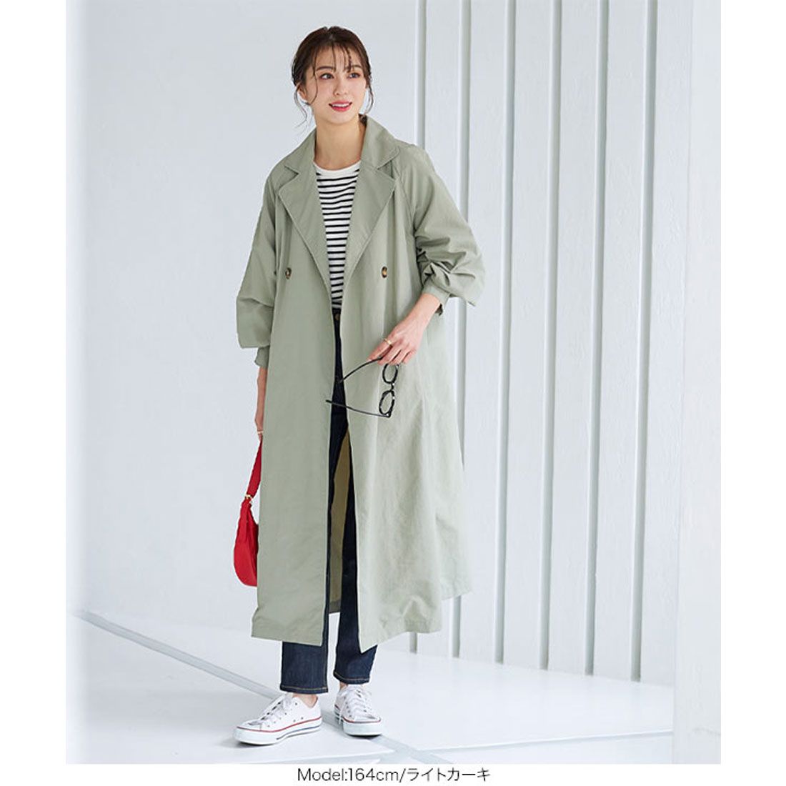 KOBE LETTUCE Volume Sleeve Back Tuck Trench [K1090]