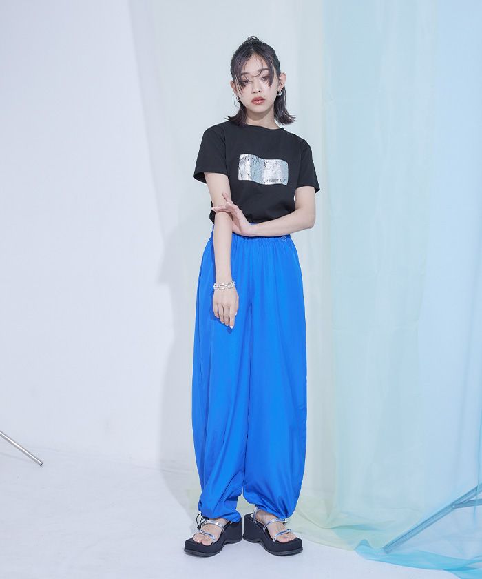 ミエット miette シルバー箔プリントTシャツ