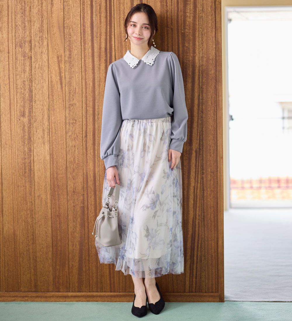 [Featured in Bijin Hyakka] [Worn by announcer Kurumi Karikawa] Top with embroidered collar