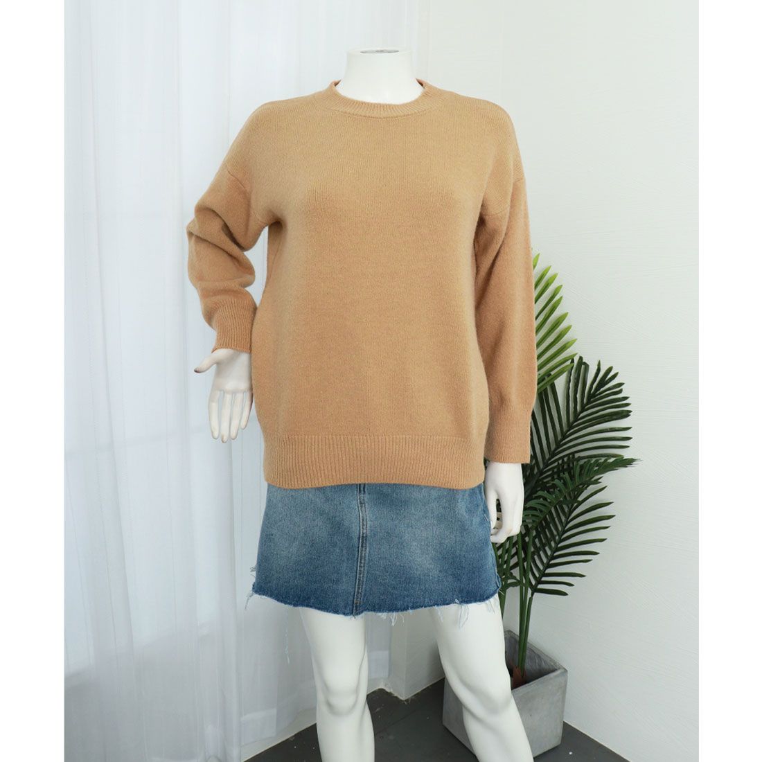 ニットセーター カラーニット 長袖 秋冬