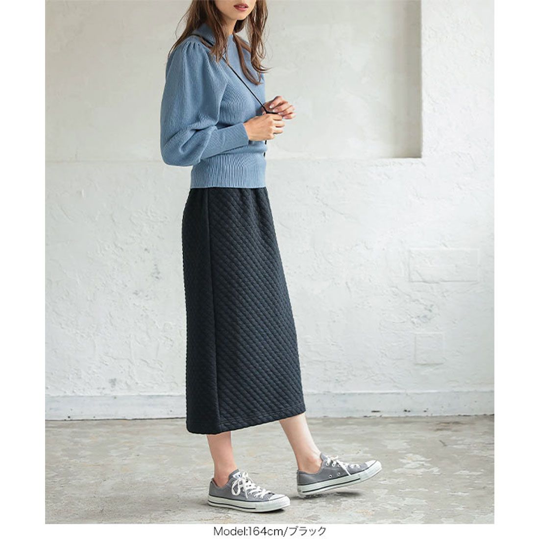 KOBE LETTUCE Quilted Narrow Skirt [M3423]