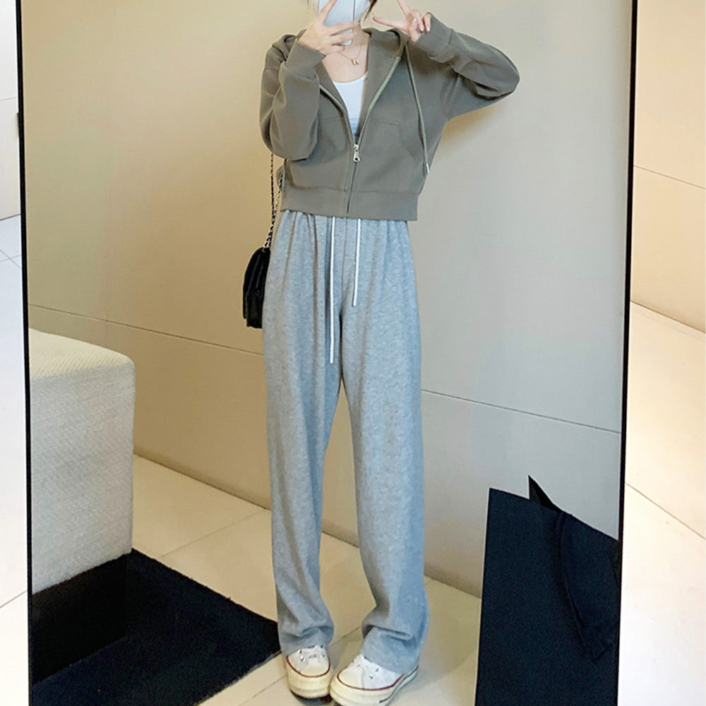 デューリリー Dewlily クロップドパーカー レディース 10代 20代 30代 韓国ファッション カジュアル 春 秋 冬 無地 シンプル 可愛い おしゃれ 羽織り フード （ホワイト） ホワイト