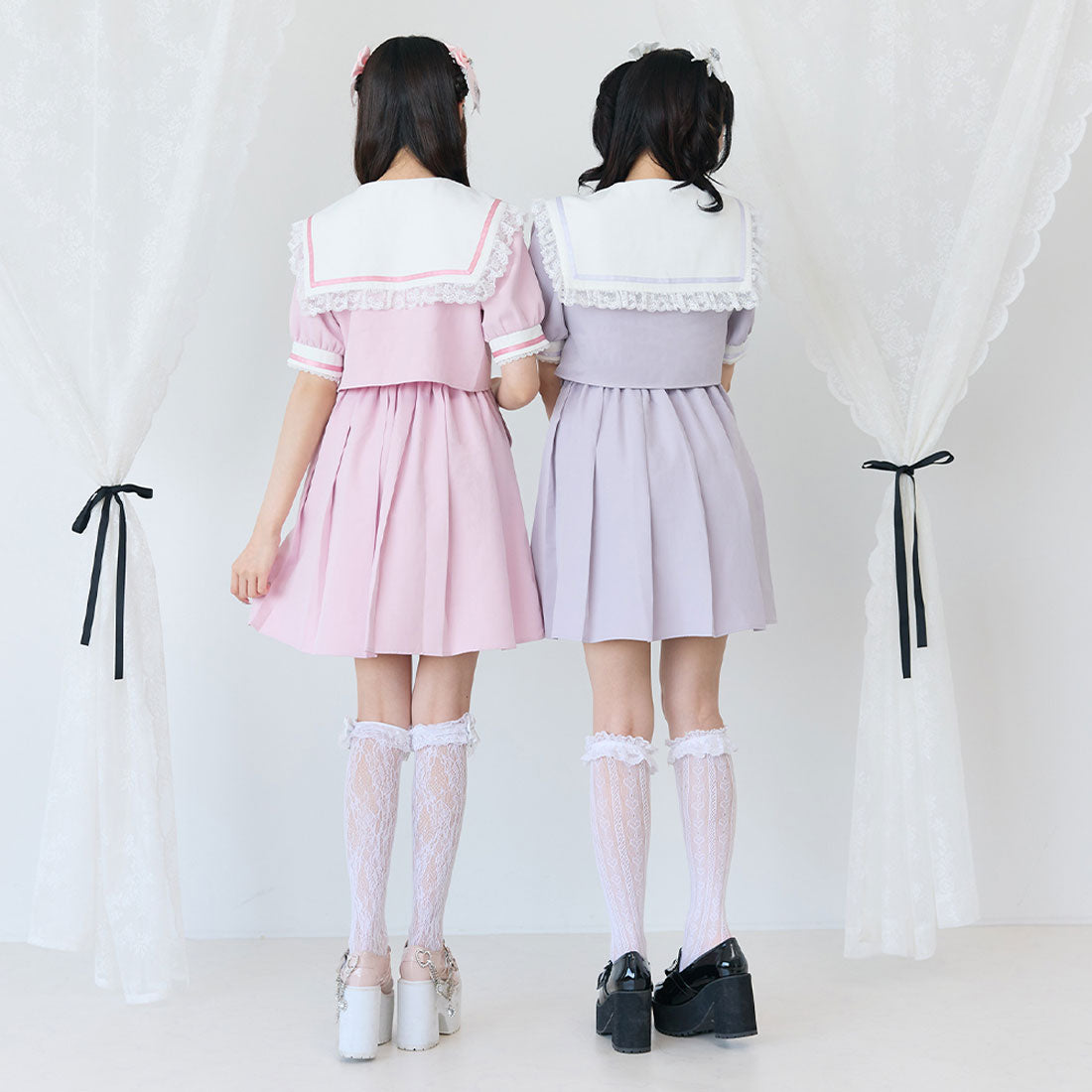 ユメテンボウ 夢展望 闇学園クロスワンピース （ネイビー×ブラック） ネイビー×ブラック