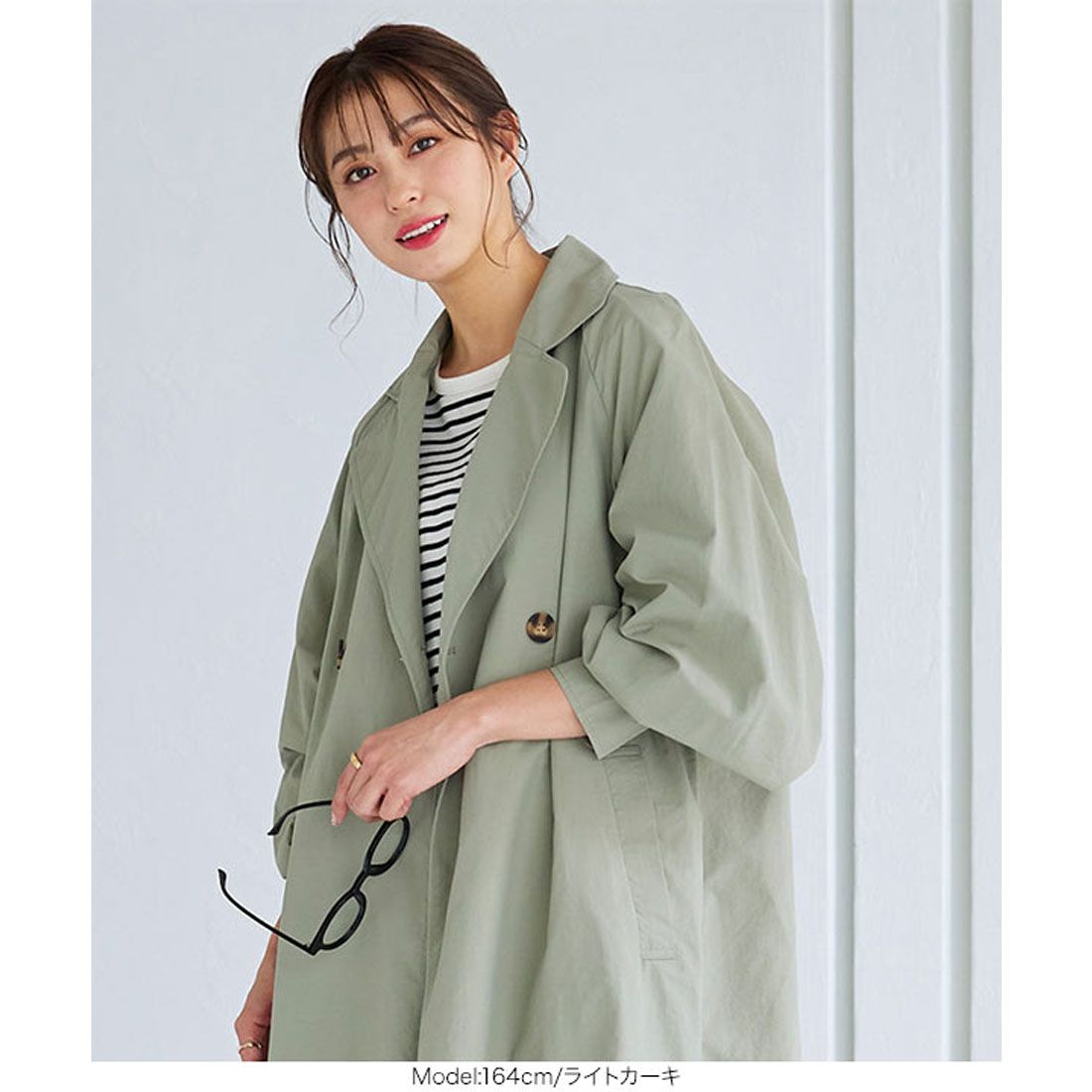 KOBE LETTUCE Volume Sleeve Back Tuck Trench [K1090]