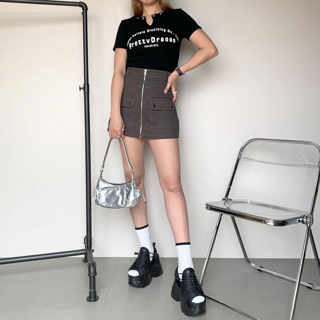 ノンヘッジ non-hedge フロントZIPスカート