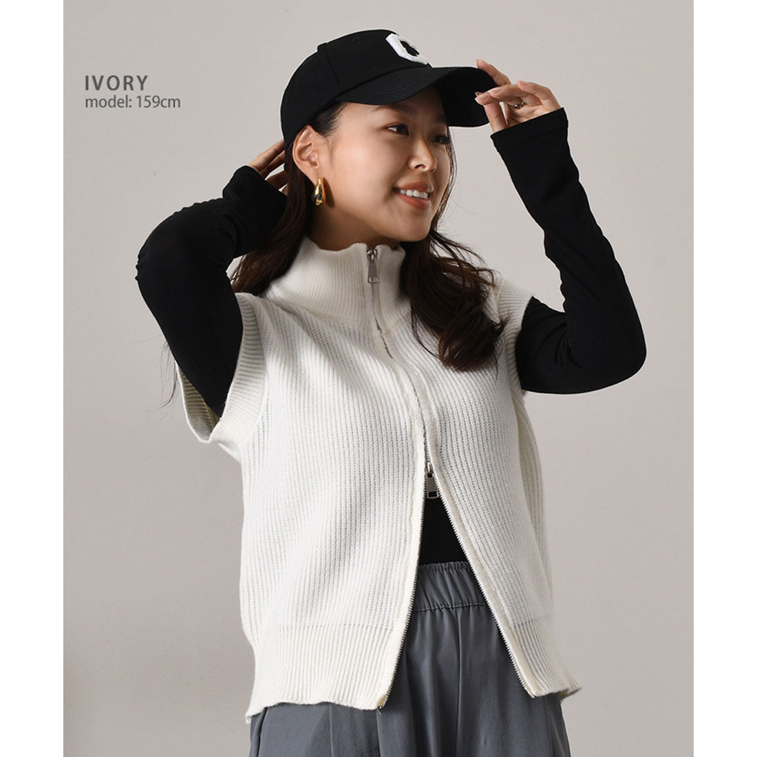リアルスタイル REAL STYLE ニット ベスト レディース 羽織り 秋 冬 ハイネック ゆったり 洗える ウォッシャブル 体型カバー 首カバー 冷え 寒さ対策 防寒 （ベージュ） ベージュ