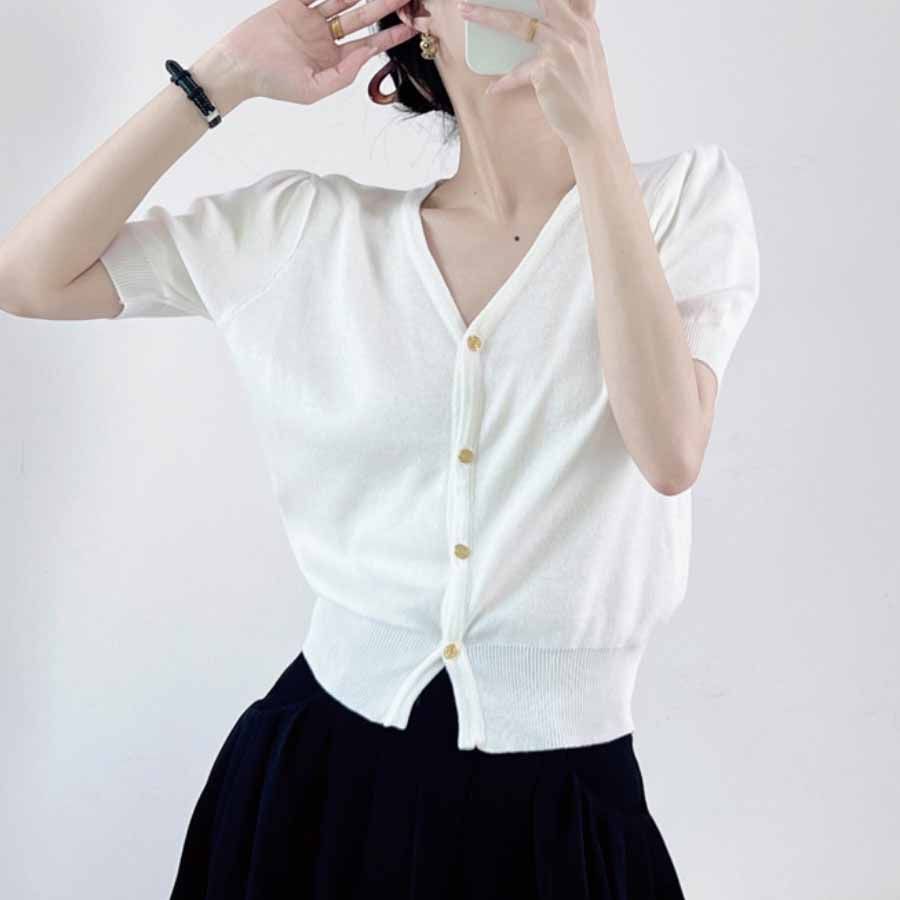 ショッピングゴー shoppinggo カーディガン UVカット 接触冷感 Vネック 紫外線対策 薄手ニット カーディガン 冷房対策 日焼け防止 上着 半袖