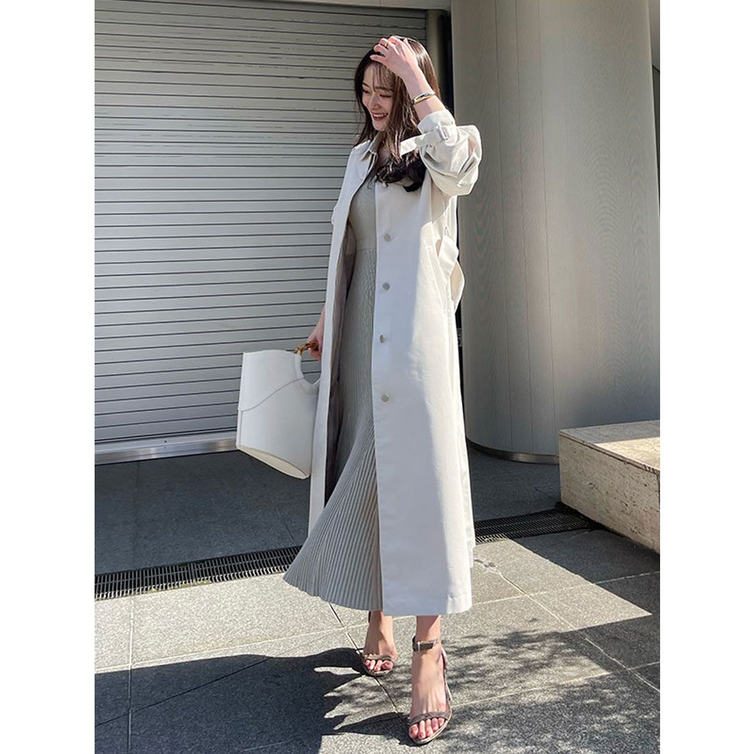 anuans stand collar trench coat