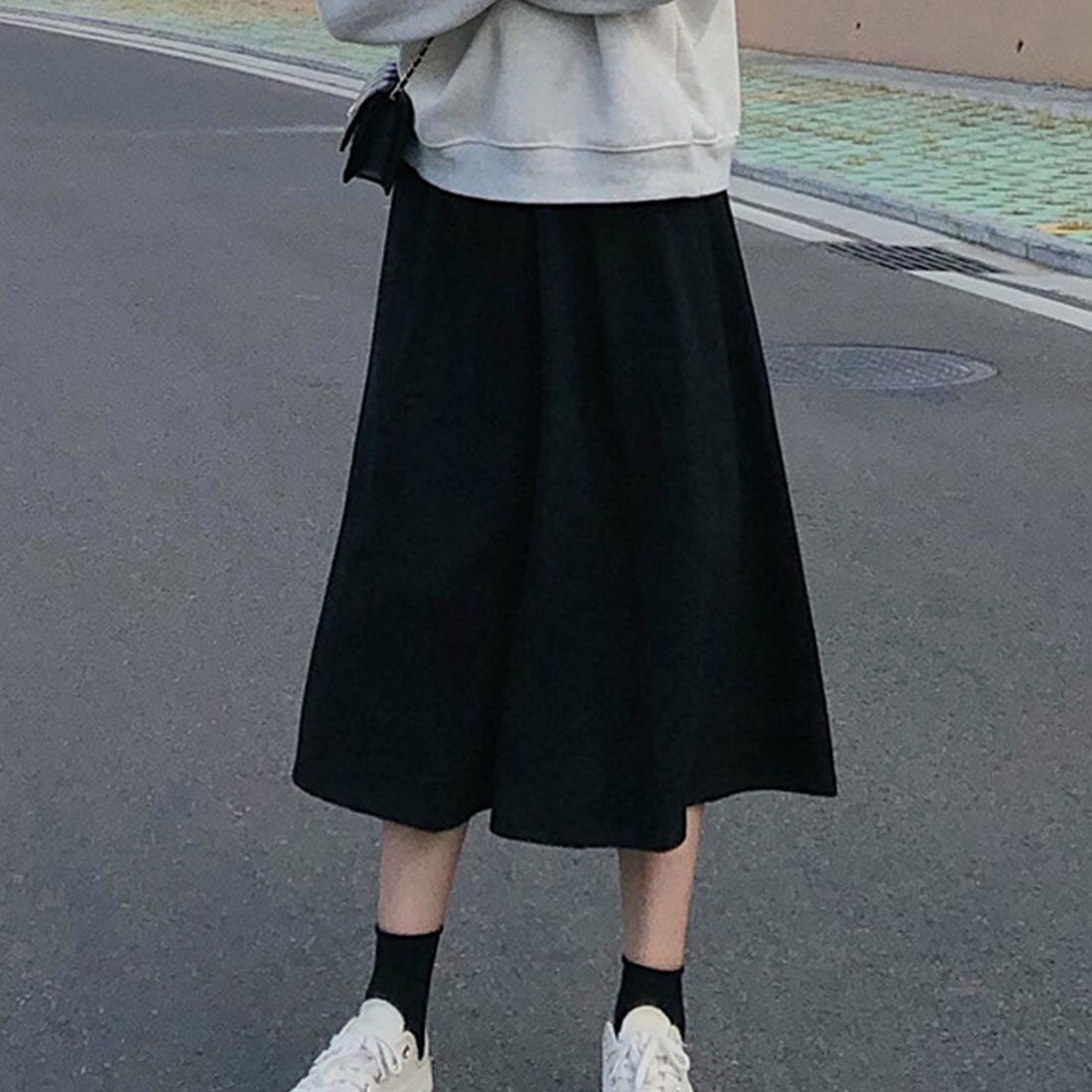 アミュレット Amulet シンプルAラインスカート レディース ボトムス 春 夏服 韓国ファッション 10代 20代 30代 オフィスカジュアル ロングスカート ミモレ丈スカート 大きい