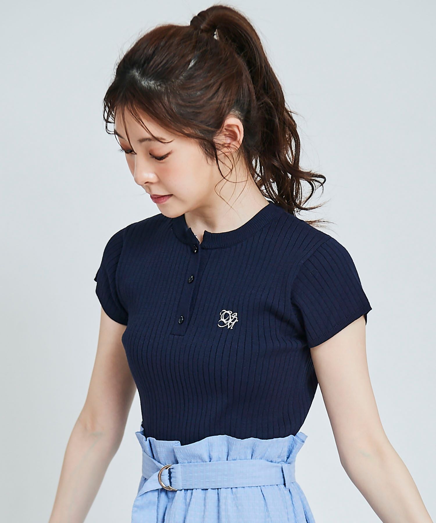 トランテアン ソン ドゥ モード 31 Sons de mode シャツ襟付き2WAYリブニット