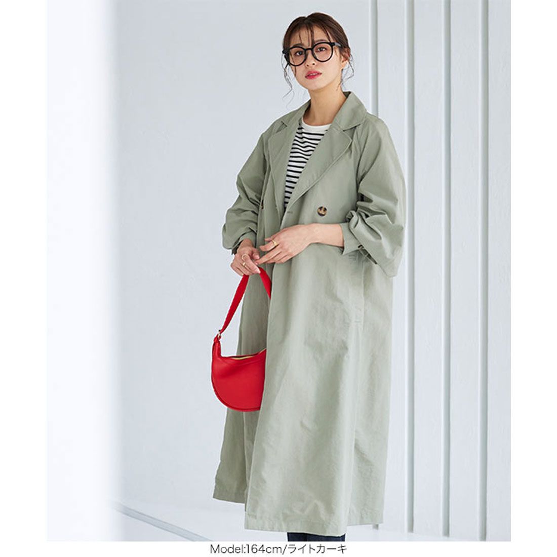 KOBE LETTUCE Volume Sleeve Back Tuck Trench [K1090]