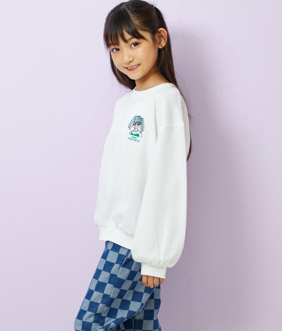 ANAP KIDS ワンポイント刺繍ミニ裏毛トレーナー