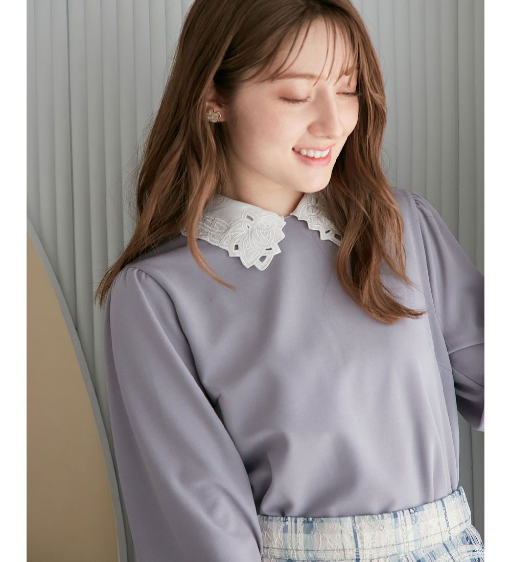 [Featured in Bijin Hyakka] [Worn by announcer Kurumi Karikawa] Top with embroidered collar