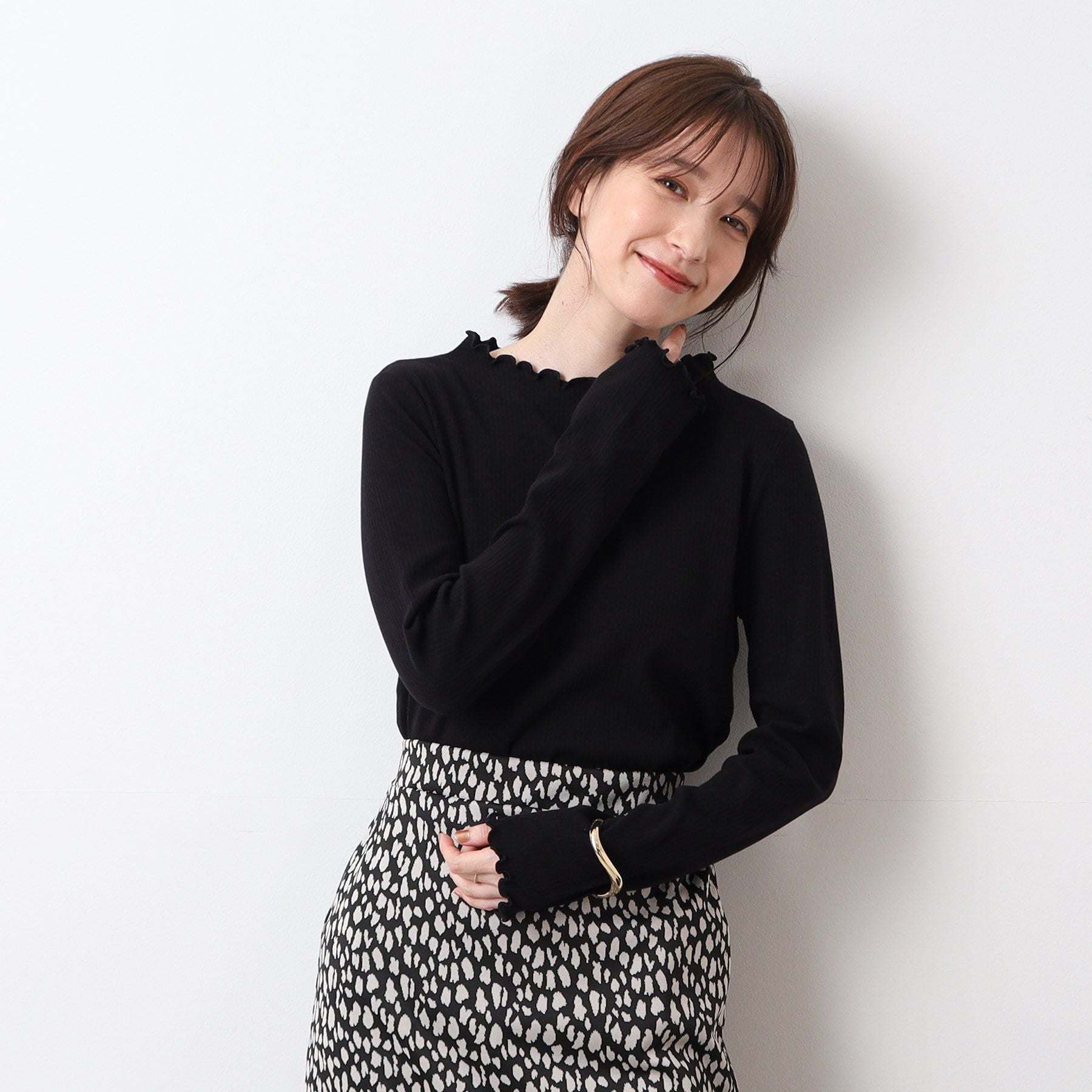 シューラルー SHOO・LA・RUE メロー使いボトルネック長袖インナー